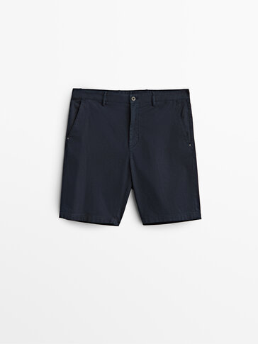 Textured cotton Bermuda shorts