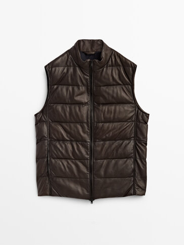 Nappa leather quilted gilet