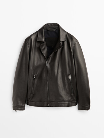 black leather moto jacket