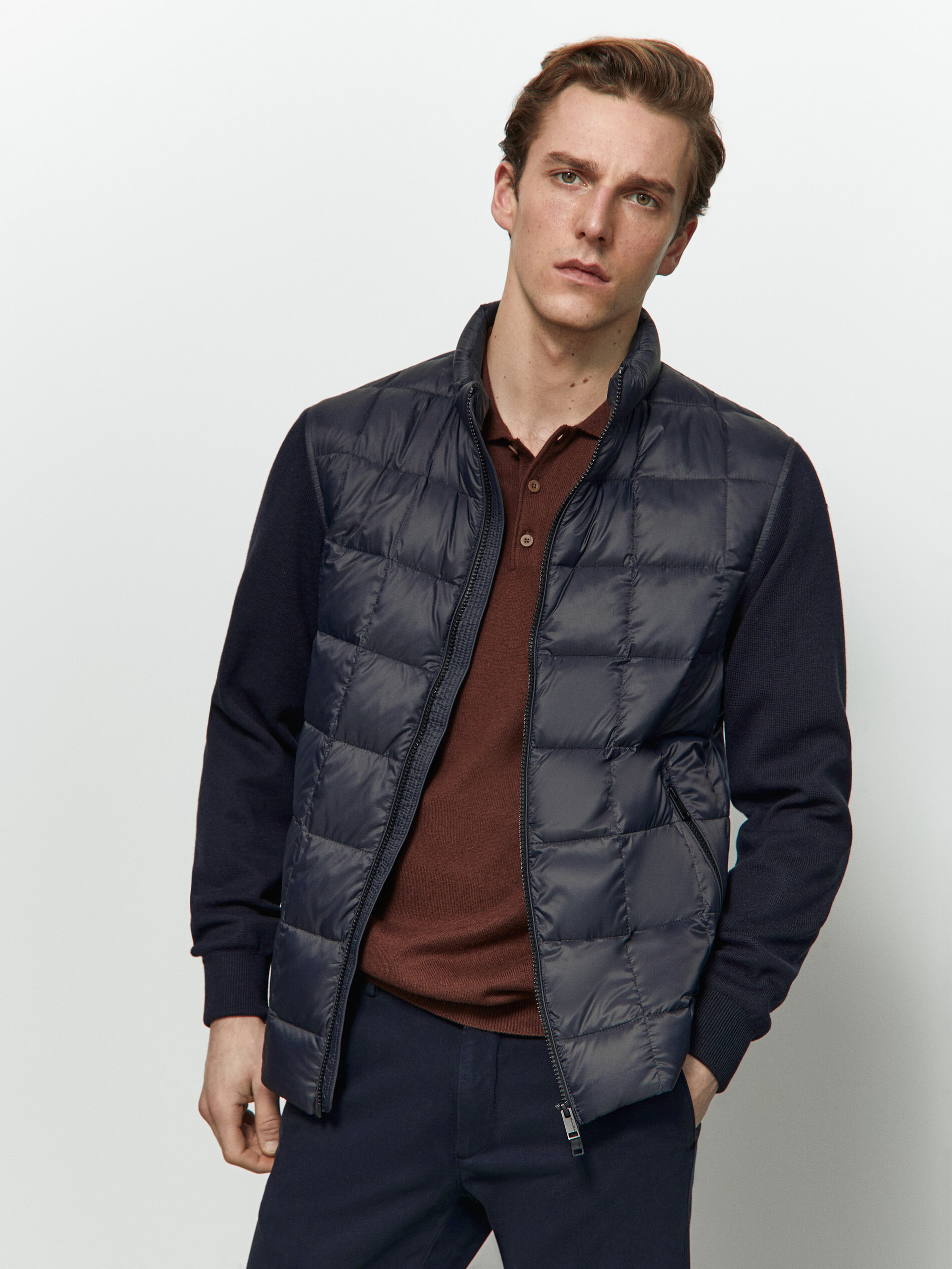 Massimo Dutti - Puffer jacket with contrast knit sleeves