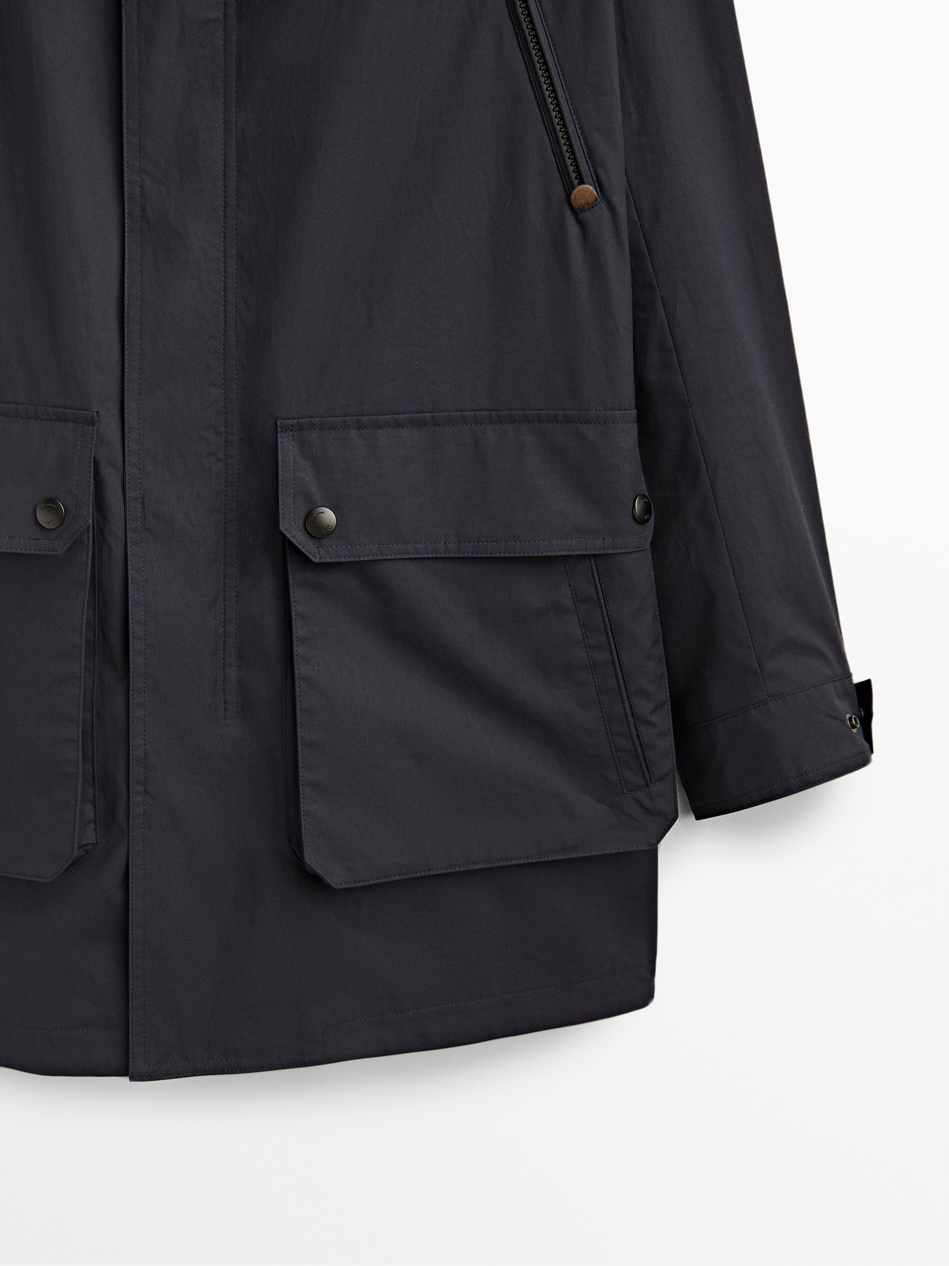 Waxed Parka With Corduroy Collar Massimo Dutti Sverige