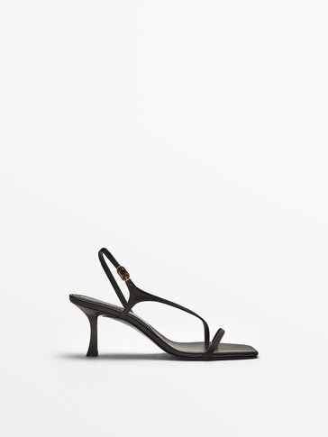 HIGH-HEEL LEATHER SANDALS WITH SIDE STRAP