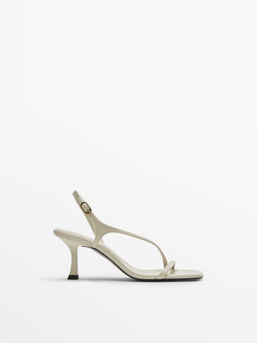 HIGH-HEEL LEATHER SANDALS WITH SIDE STRAP