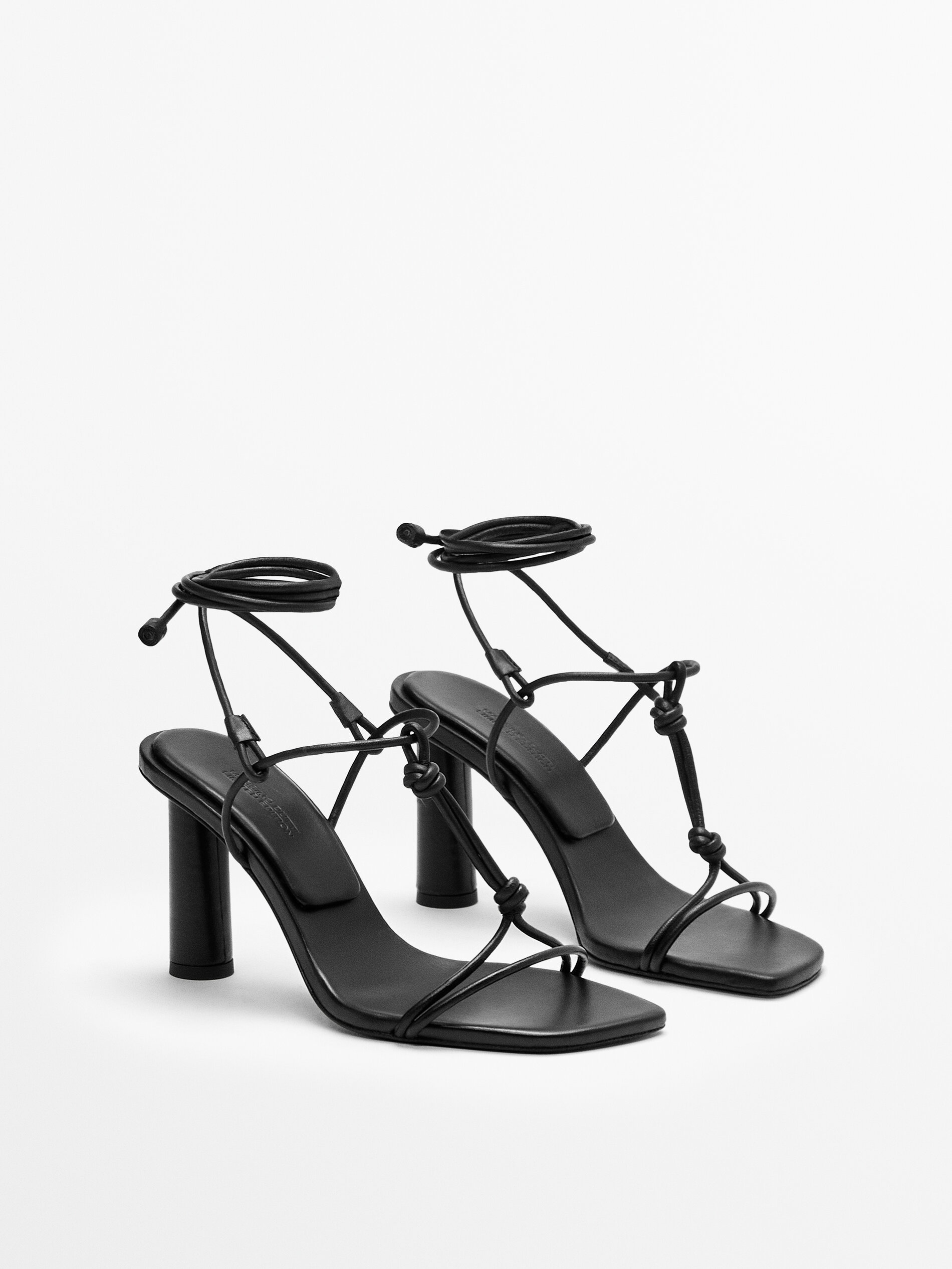 Massimo Dutti Leather Knotted Strap Sandals Limited Edition Big