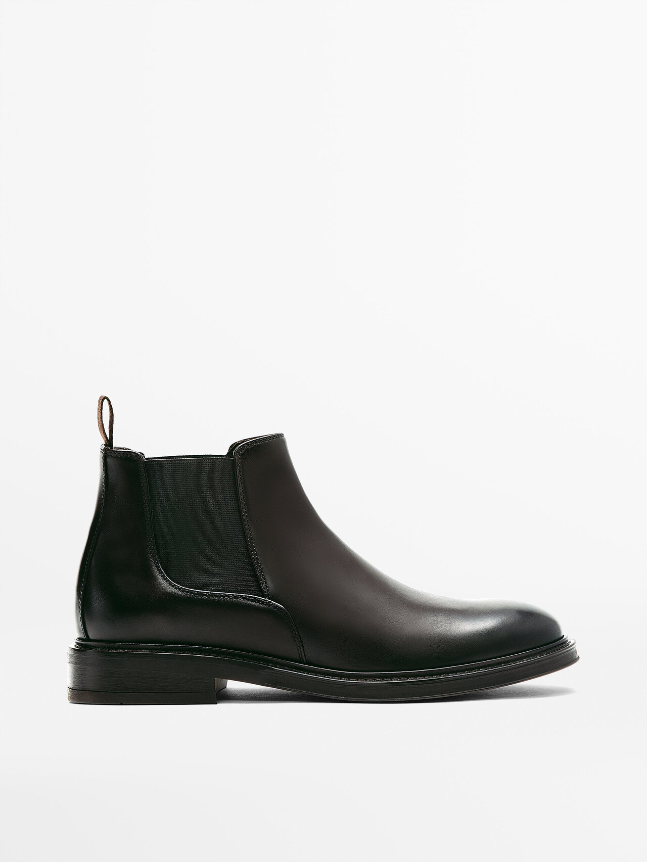 Massimo Dutti Brown Brushed Leather Chelsea Boots | ModeSens