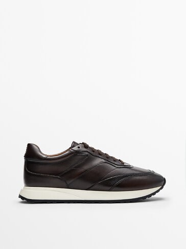 PREMIUM LEATHER BROWN TRAINERS