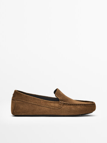 BROWN SPLIT SUEDE HOME LOAFERS