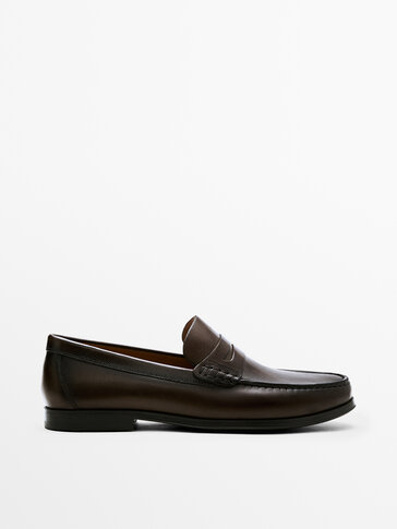 BROWN LEATHER PENNY LOAFERS