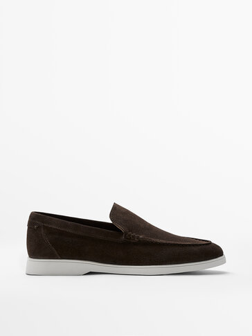 BROWN SOFT SPLIT SUEDE LOAFERS