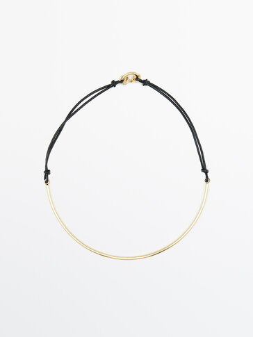 Contrast leather cord choker