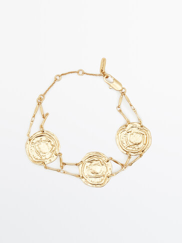 Gold-plated coin bracelet