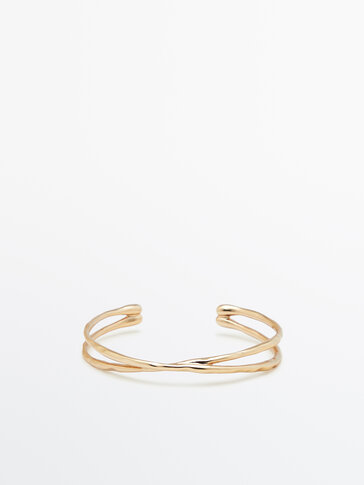 Gold-plated minimalist crossover bracelet