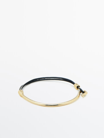 Contrast leather cord bracelet