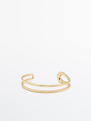 Gold-plated rigid double bracelet