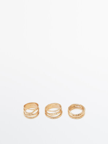 Pack of gold-plated minimalist rings