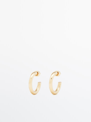 Gold-plated medium hoop earrings