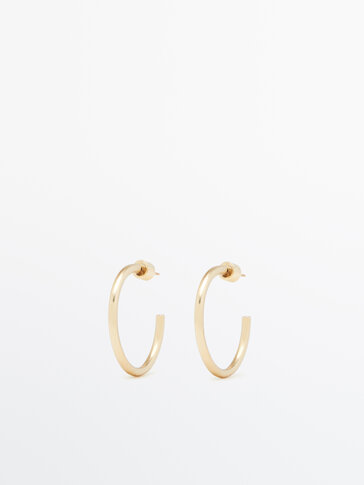 Gold-plated large hoop earrings