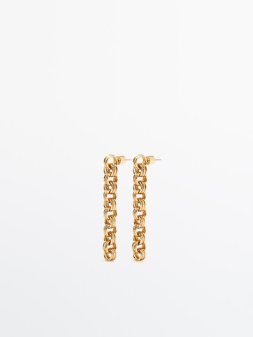 Gold-plated multi-chain earrings