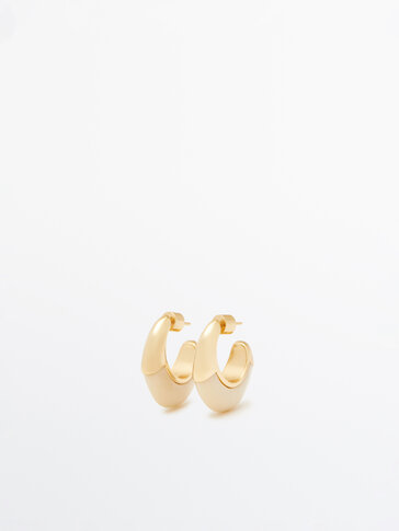 Gold-plated resin hoop earrings