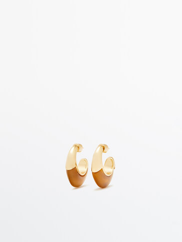 Gold-plated resin hoop earrings