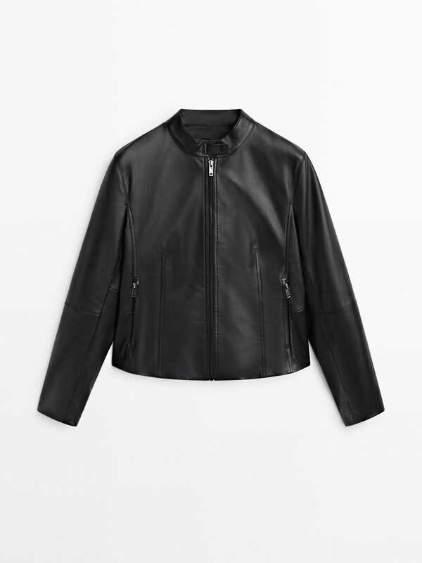 Black nappa leather jacket - Massimo Dutti