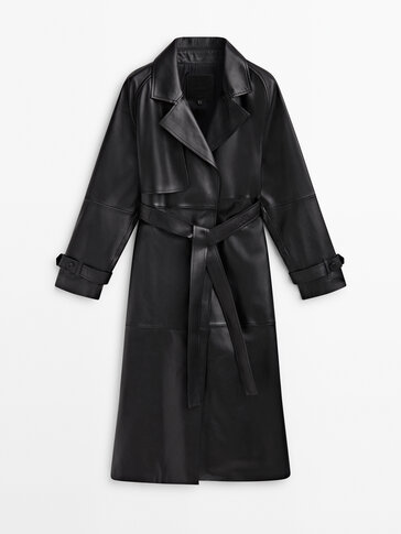 Massimo dutti 2024 leather trench