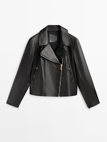 Nappa leather biker jacket · Black · Coats And Jackets | Massimo Dutti