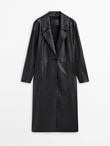 Кожено палто от шагренирана естествена напа – Limited Edition