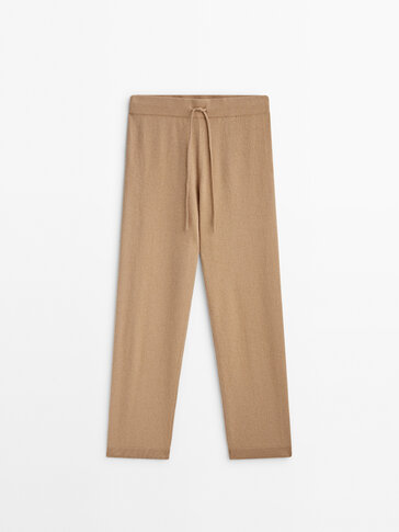 Wool and cashmere blend knit trousers
