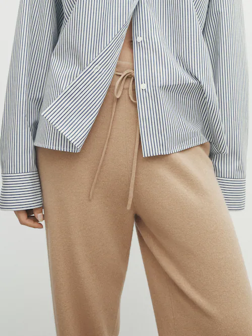 Mid Grey Marle Wool Blend Pinstripe Trouser - Women's Dress Pants