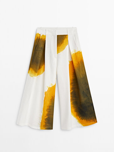 Printed culottes with darts