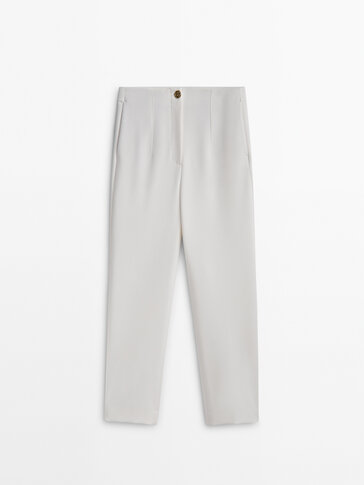 Straight trousers with golden button