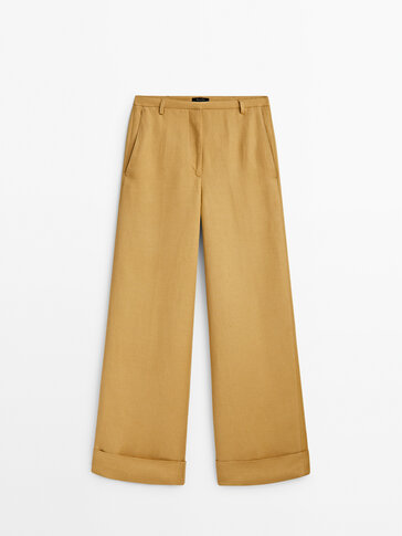 Suit trousers with turn-up hems - null - Massimo Dutti