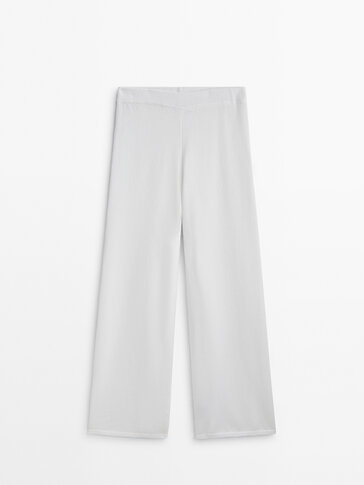 Co-ordinated knit trousers with ribbed hems