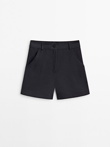 Cotton Bermuda shorts with topstitching detail