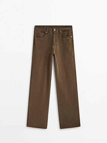Straight-leg dyed mid-rise jeans