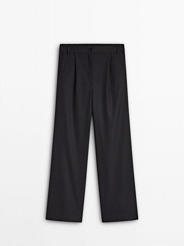 Darted pinstripe jogger trousers