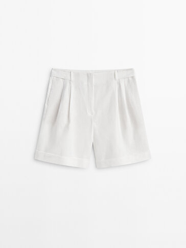 100% linen Bermuda shorts · Cream, Black, Ochre · Dressy | Massimo Dutti