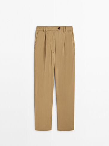 Cotton blend darted trousers