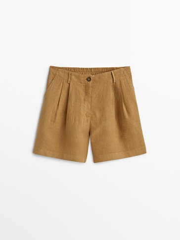 Linen Bermuda shorts with darts