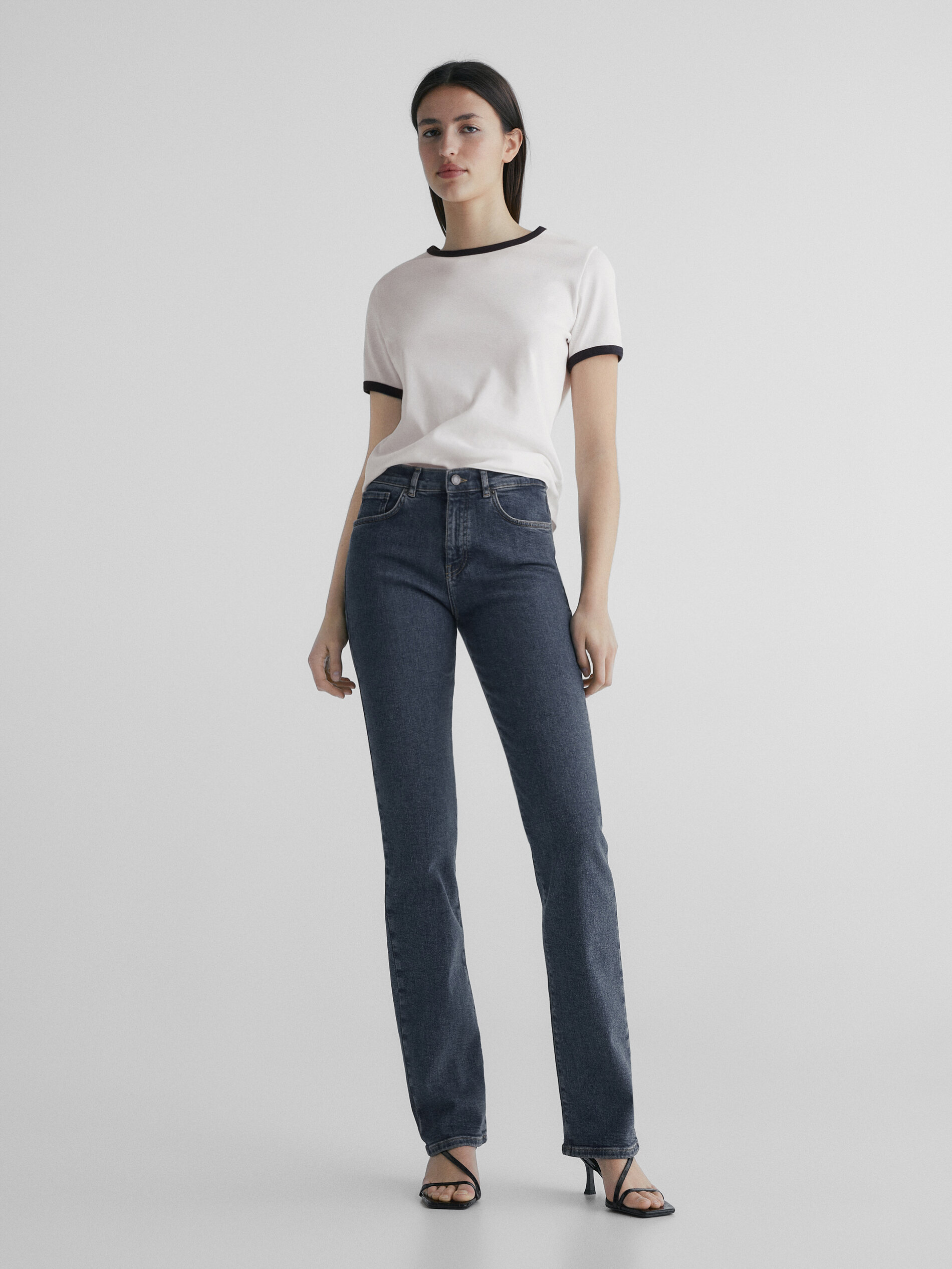 Straight cut stretch sales jeans