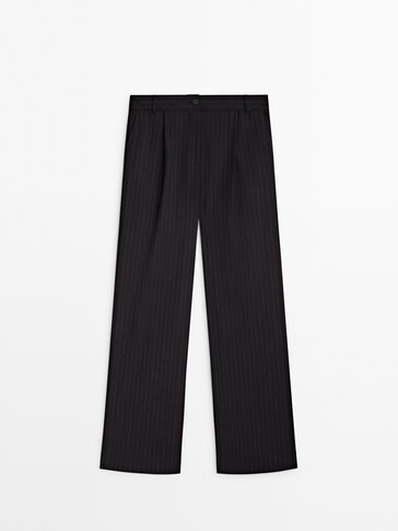 Dashed stripe suit trousers