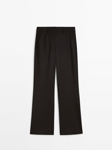 High-waist flared trousers