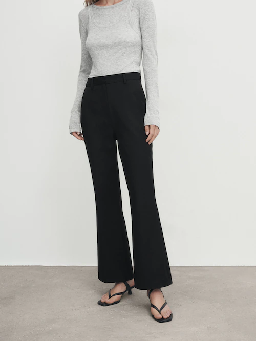 High-waist flared trousers · Black · Dressy