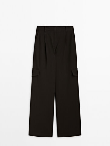 Straight-fit cargo trousers with darts