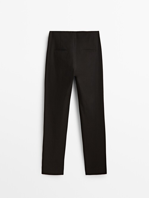 Black slim fit cotton blend trousers · Black · Dressy