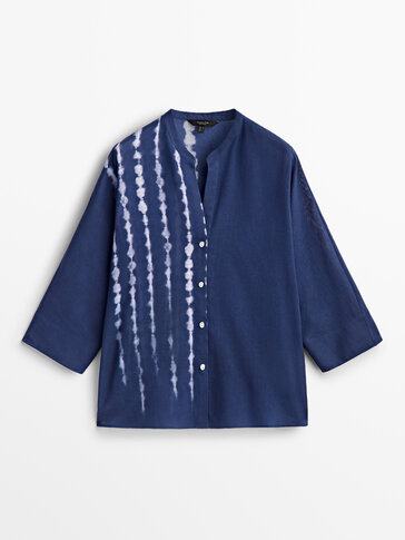 Camisa de algodão tie dye azul