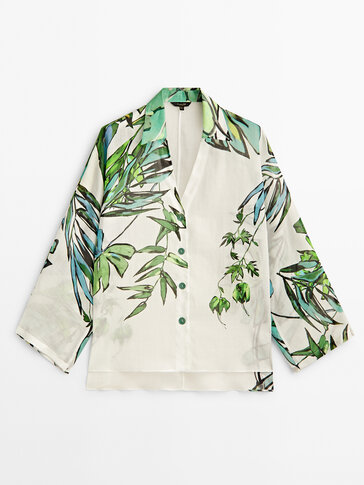 Ramio blouse palm tree print