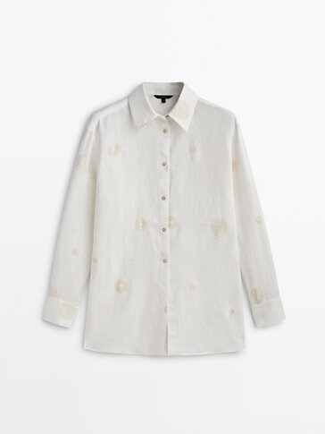 Linen shirt with embroidery detail