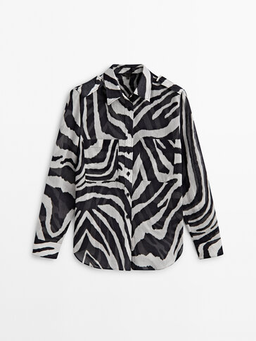 Ramie shirt with zebra print